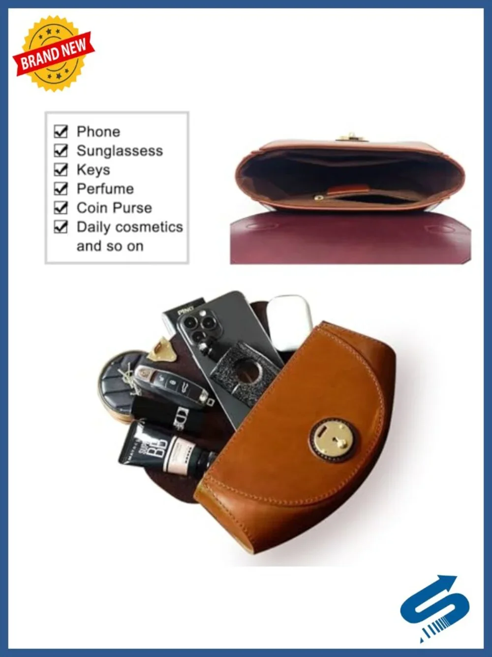 Women's Mini Faux Leather Boat-Shaped Top Handle Crossbody Bag with Detachable